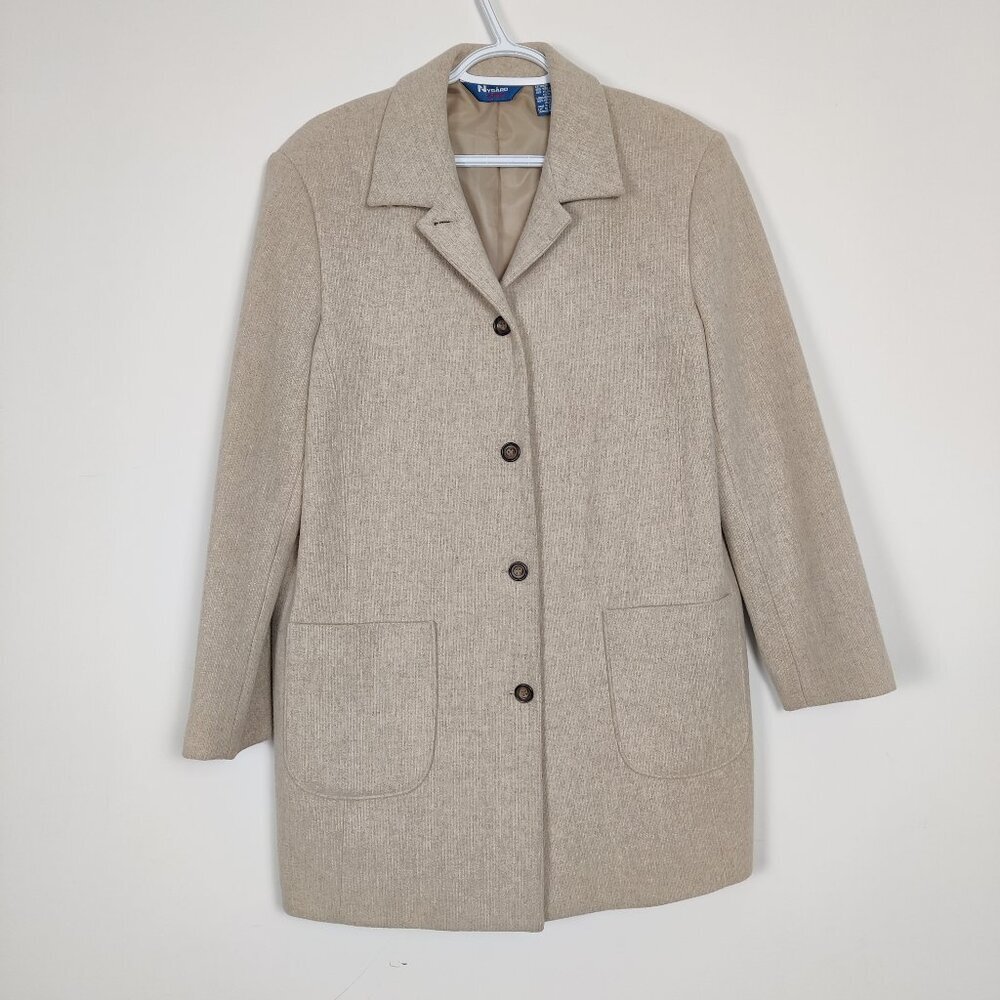 Nygard Sport Women's Blazer Sz L Beige Wool Quiet Luxury Business Casual Office